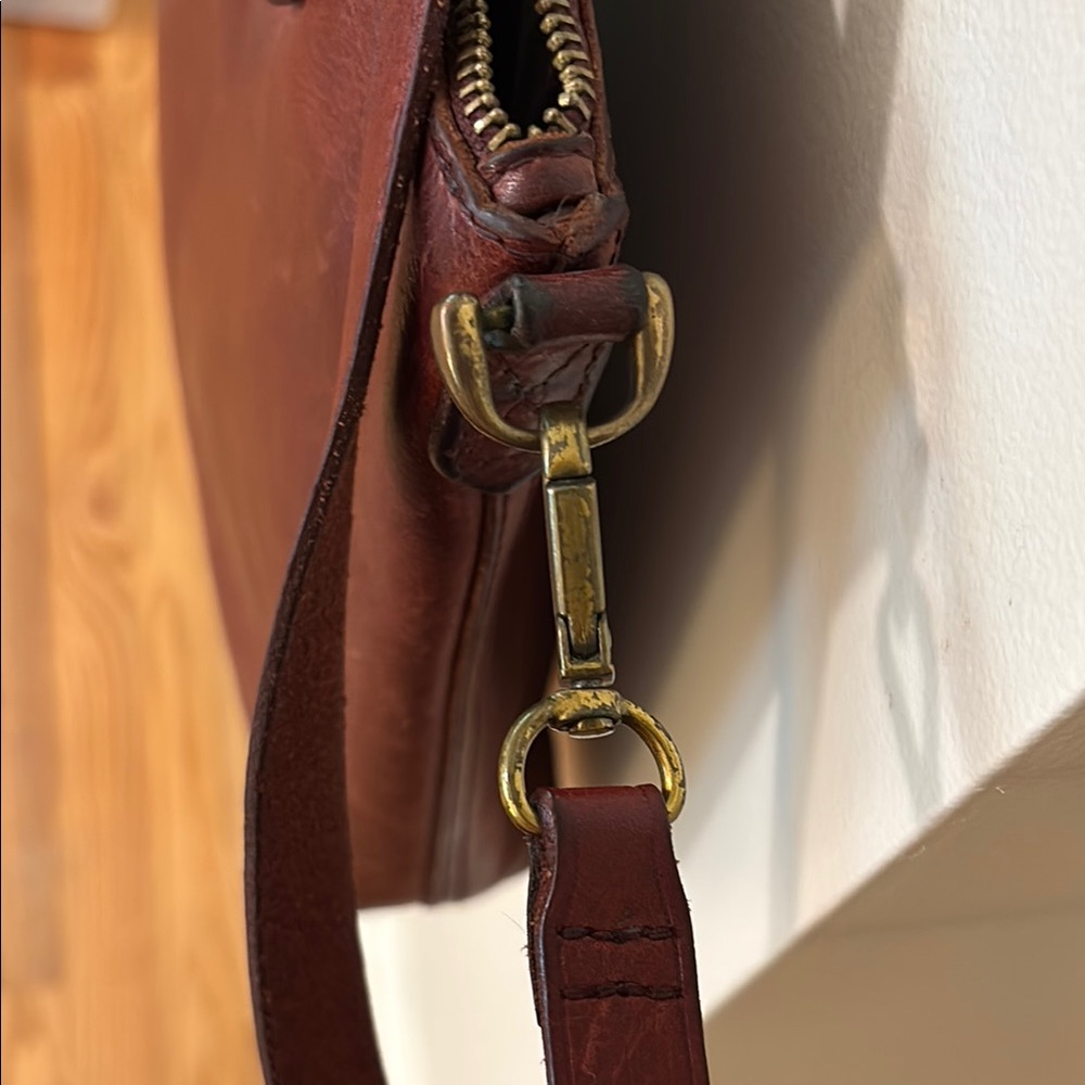 Madewell crossbody zip top transport tote mini purse deep red leather - Picture 5 of 12
